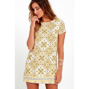 DANDY LION YELLOW PRINT SHIFT DRESS